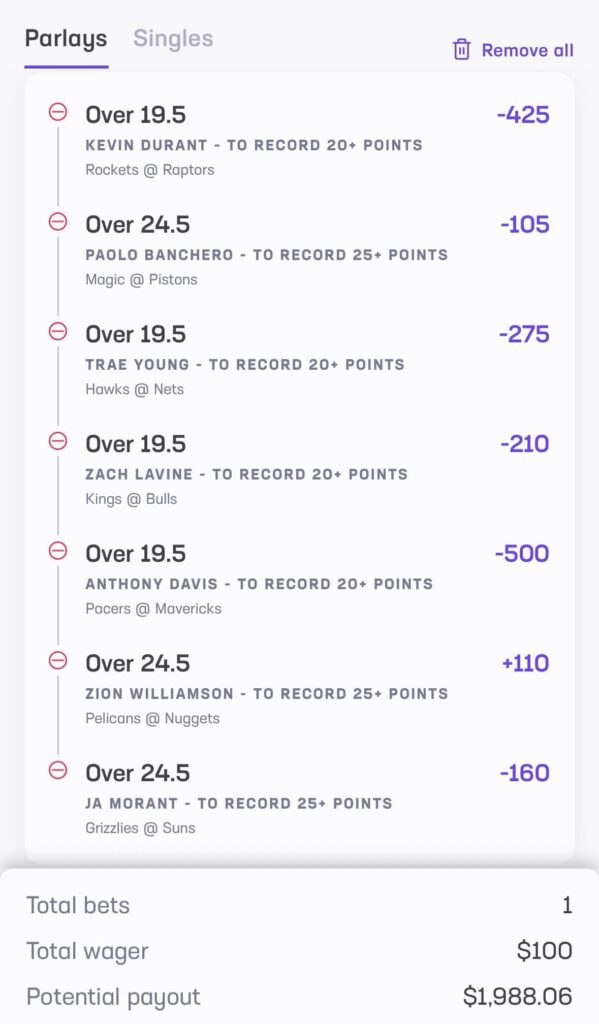 Crash Out Parlay 10/29