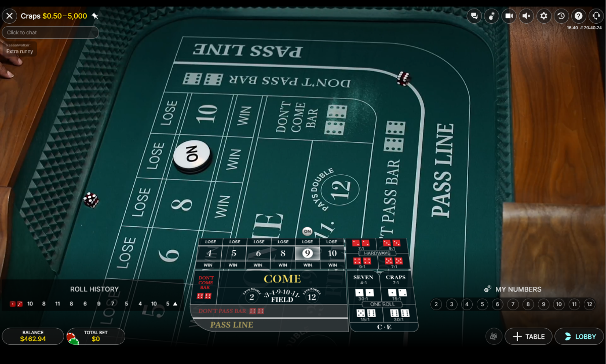Live Dealer Craps