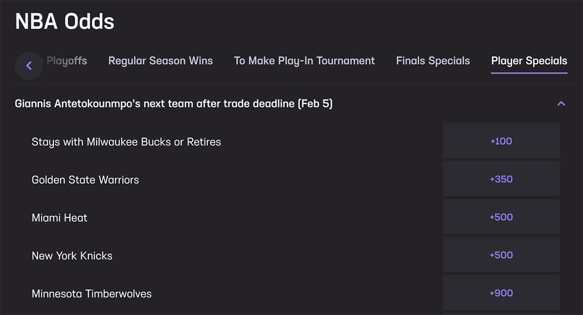 Giannis trade odds