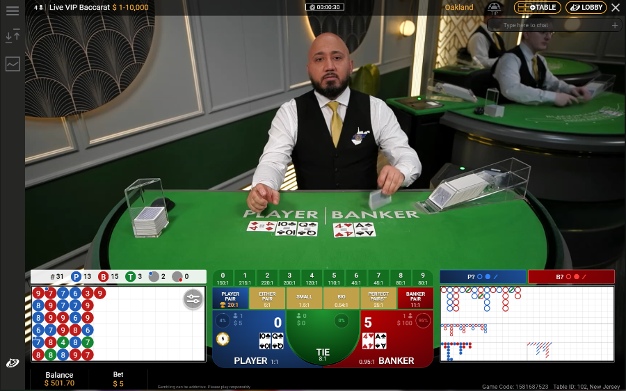 Live dealer Baccarat screenshot