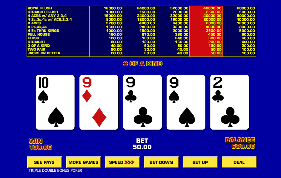 triple double bonus poker