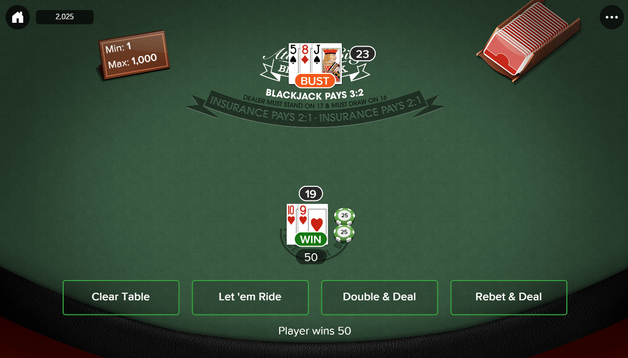 Atlantic City Blackjack - 50 win