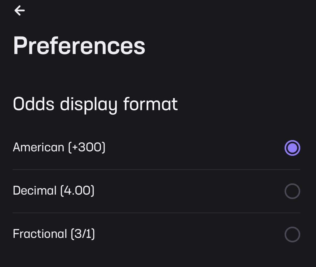 odds display format