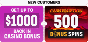 $1,000 bonus back + 500 cash eruption spins Hard Rock Promo