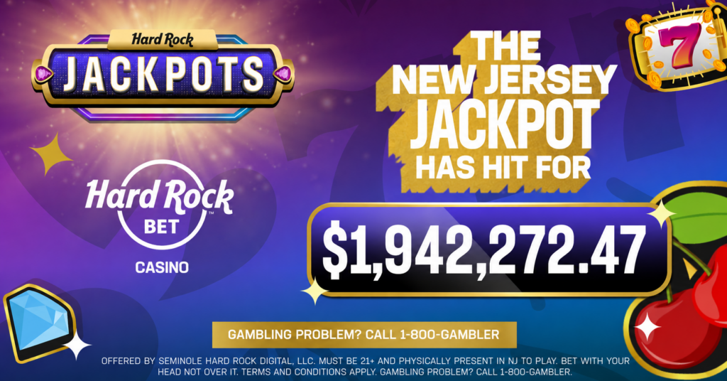 The New Jersey Jackpot has hit for over $1.9 million