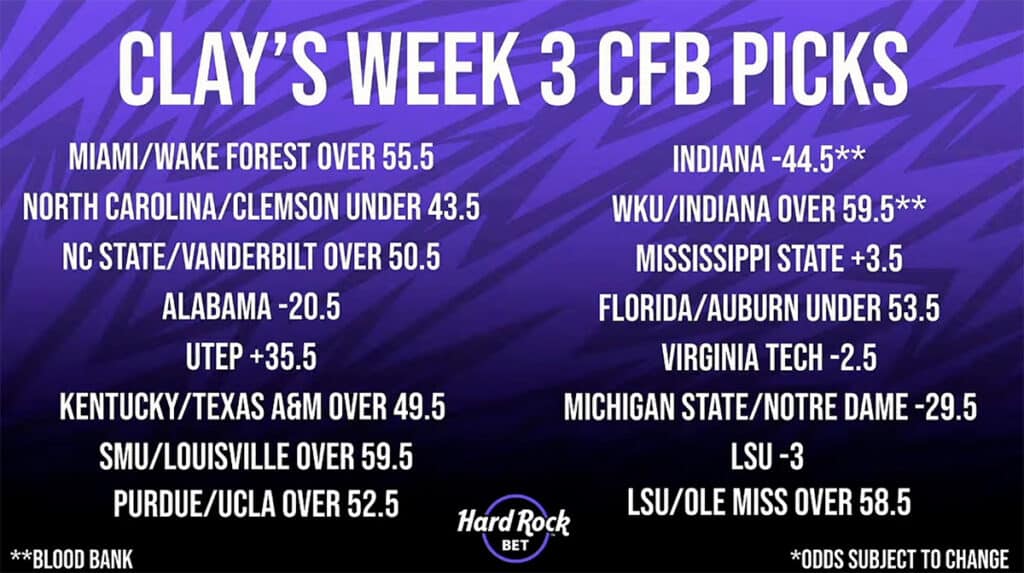 Clay Travis Week 3 College Football Picks 2026