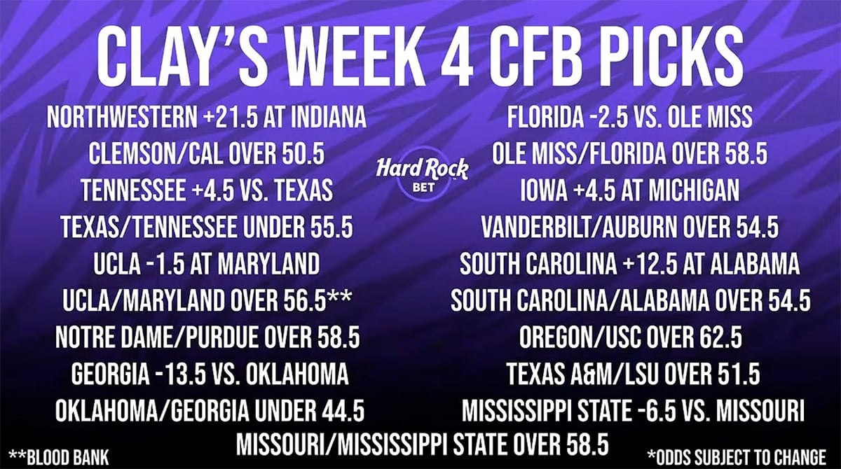 Clay Travis Week 4 College Football Picks