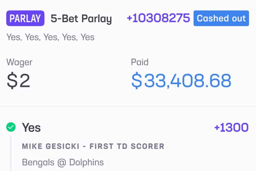first td parlay cash out